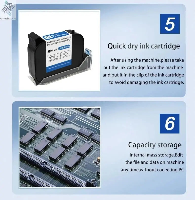 DCODE 1755PLUS 12.7mm Portable Printers Handheld Inkjet Printer Text QR Barcode Batch Number Logo Image Date Printing Machine Ai-TechWorld