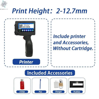 DCODE 1755PLUS 12.7mm Portable Printers Handheld Inkjet Printer Text QR Barcode Batch Number Logo Image Date Printing Machine Ai-TechWorld