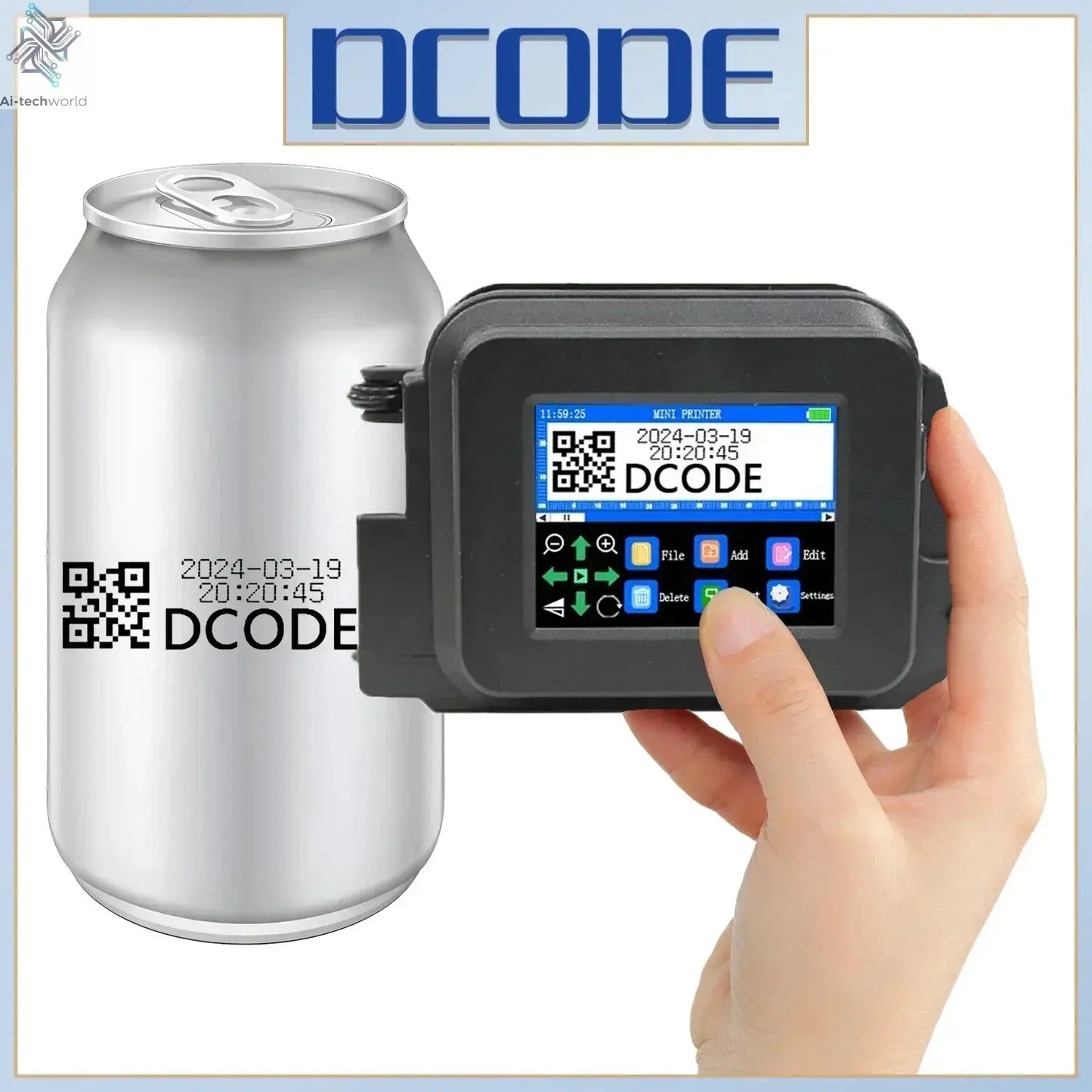 DCODE XMINI 12.7mm Portable Mini Printer Handheld Inkjet Printer Text QR Barcode Image Batch Number Logo Image Coding Machine Ai-TechWorld