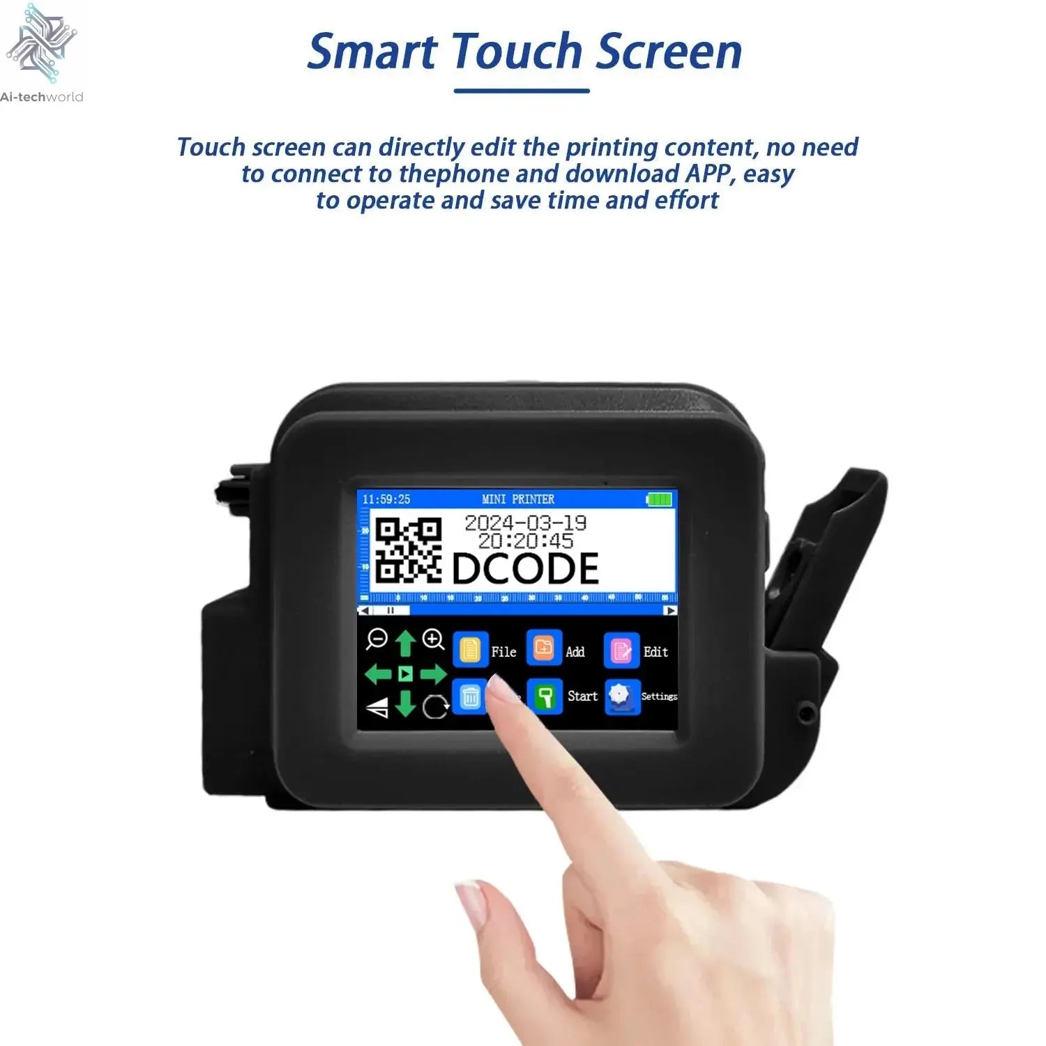 DCODE XMINI 12.7mm Portable Mini Printer Handheld Inkjet Printer Text QR Barcode Image Batch Number Logo Image Coding Machine Ai-TechWorld