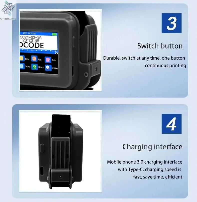 DCODE XMINI Portable Handheld Inkjet Printer - QR Barcode & Text Coding Machine Ai-TechWorld