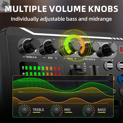 DJ Equipment Microphone Sound Card Console Studio Sound Card Kit Cable Phone Mixing Computer Live Voice Mixer F998 Sound Card Ai-TechWorld 