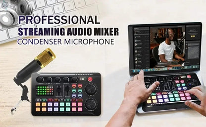 DJ Equipment Microphone Sound Card Console Studio Sound Card Kit Cable Phone Mixing Computer Live Voice Mixer F998 Sound Card Ai-TechWorld 