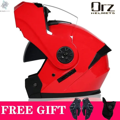 DOT Approved Safety Modular Flip Motorcycle Helmet with Dual Lens Interior Visor - Ai-TechWorld