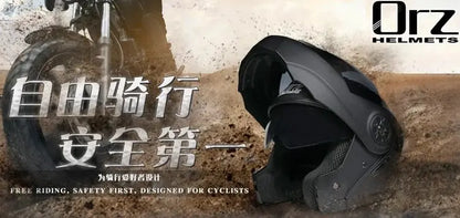 DOT Approved Safety Modular Flip Motorcycle Helmet with Dual Lens Interior Visor - Ai-TechWorld