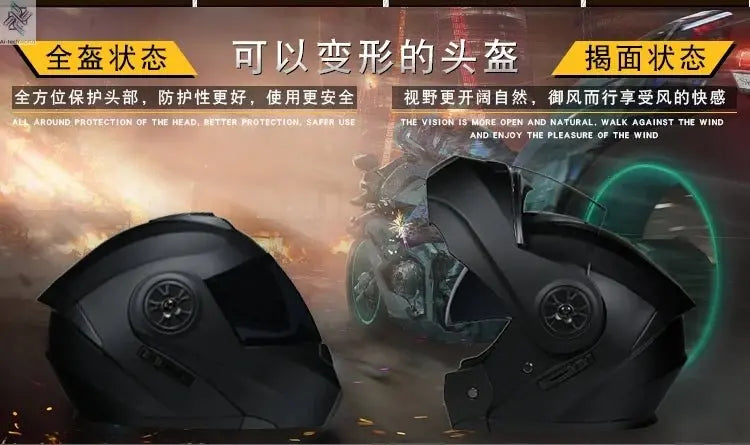 DOT Approved Safety Modular Flip Motorcycle Helmet with Dual Lens Interior Visor - Ai-TechWorld