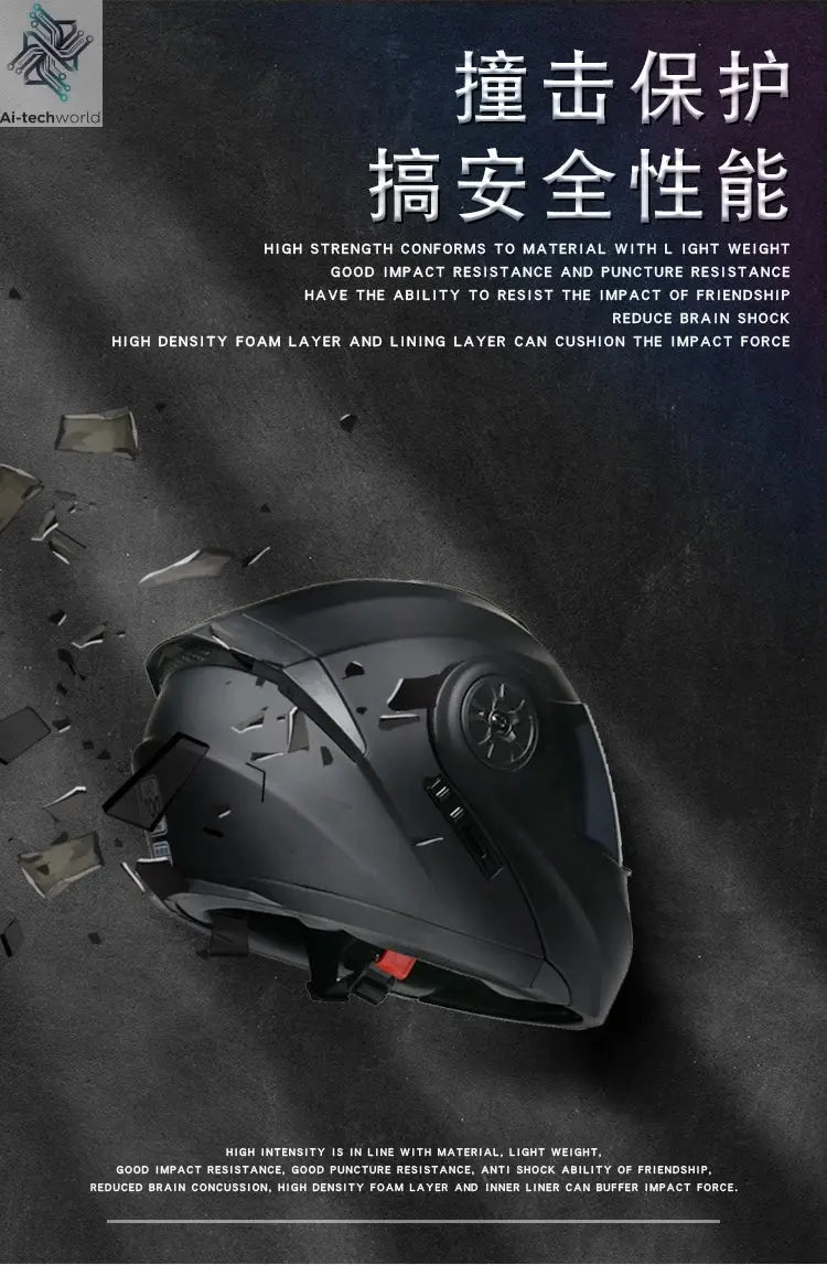 DOT Approved Safety Modular Flip Motorcycle Helmet with Dual Lens Interior Visor - Ai-TechWorld