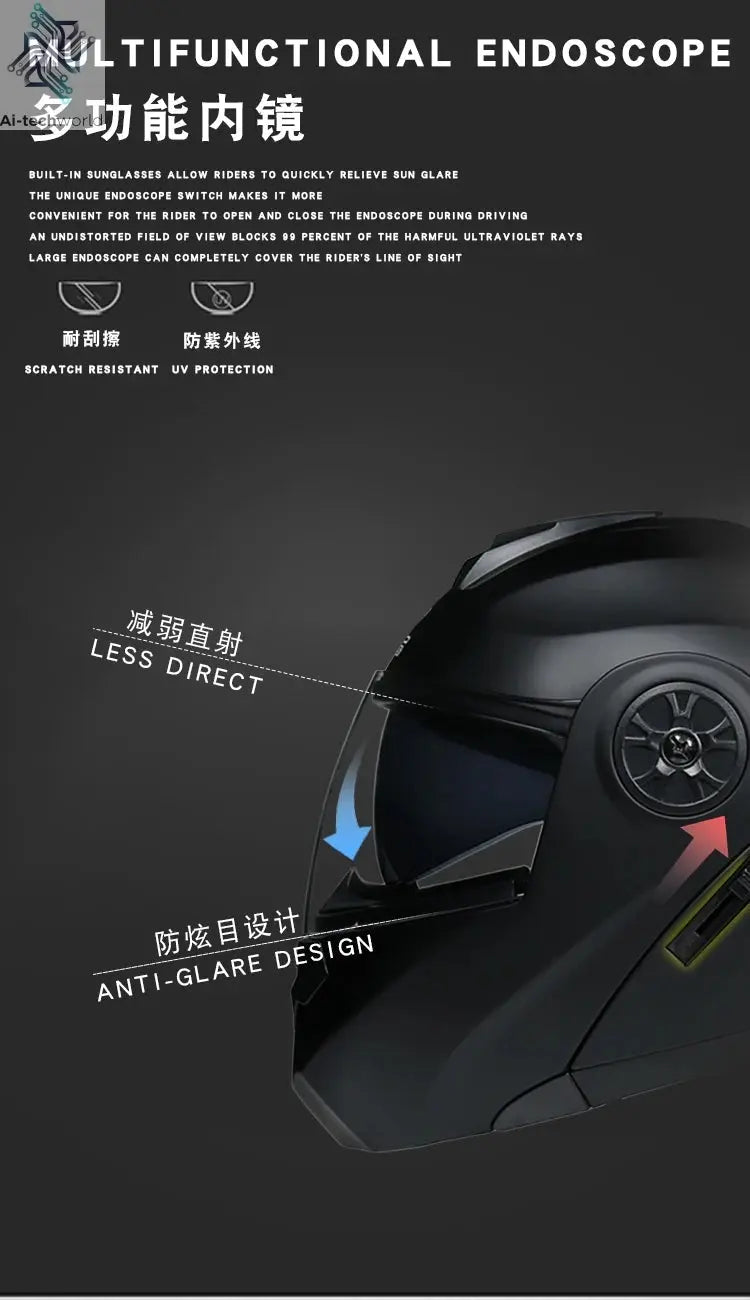 DOT Approved Safety Modular Flip Motorcycle Helmet with Dual Lens Interior Visor - Ai-TechWorld