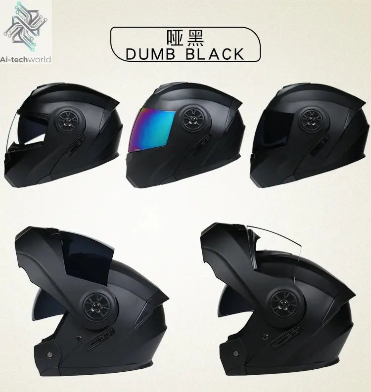 DOT Approved Safety Modular Flip Motorcycle Helmet with Dual Lens Interior Visor - Ai-TechWorld