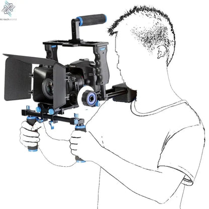 DSLR Rig Video Stabilizer Kit Film Equipment Matte Box+Dslr Cage+Shoulder Mount Rig+Follow Focus for DSLR Camera Camcorder Ai-TechWorld 