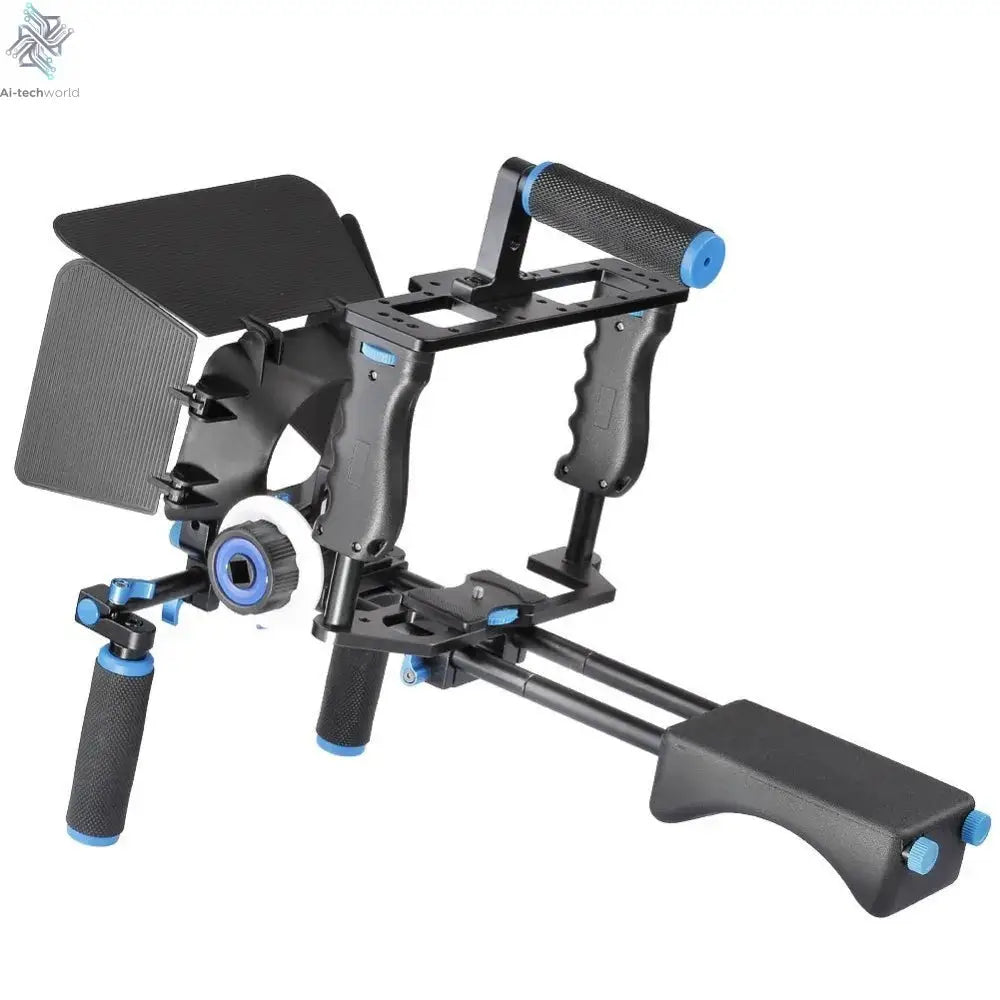 DSLR Rig Video Stabilizer Kit Film Equipment Matte Box+Dslr Cage+Shoulder Mount Rig+Follow Focus for DSLR Camera Camcorder Ai-TechWorld 