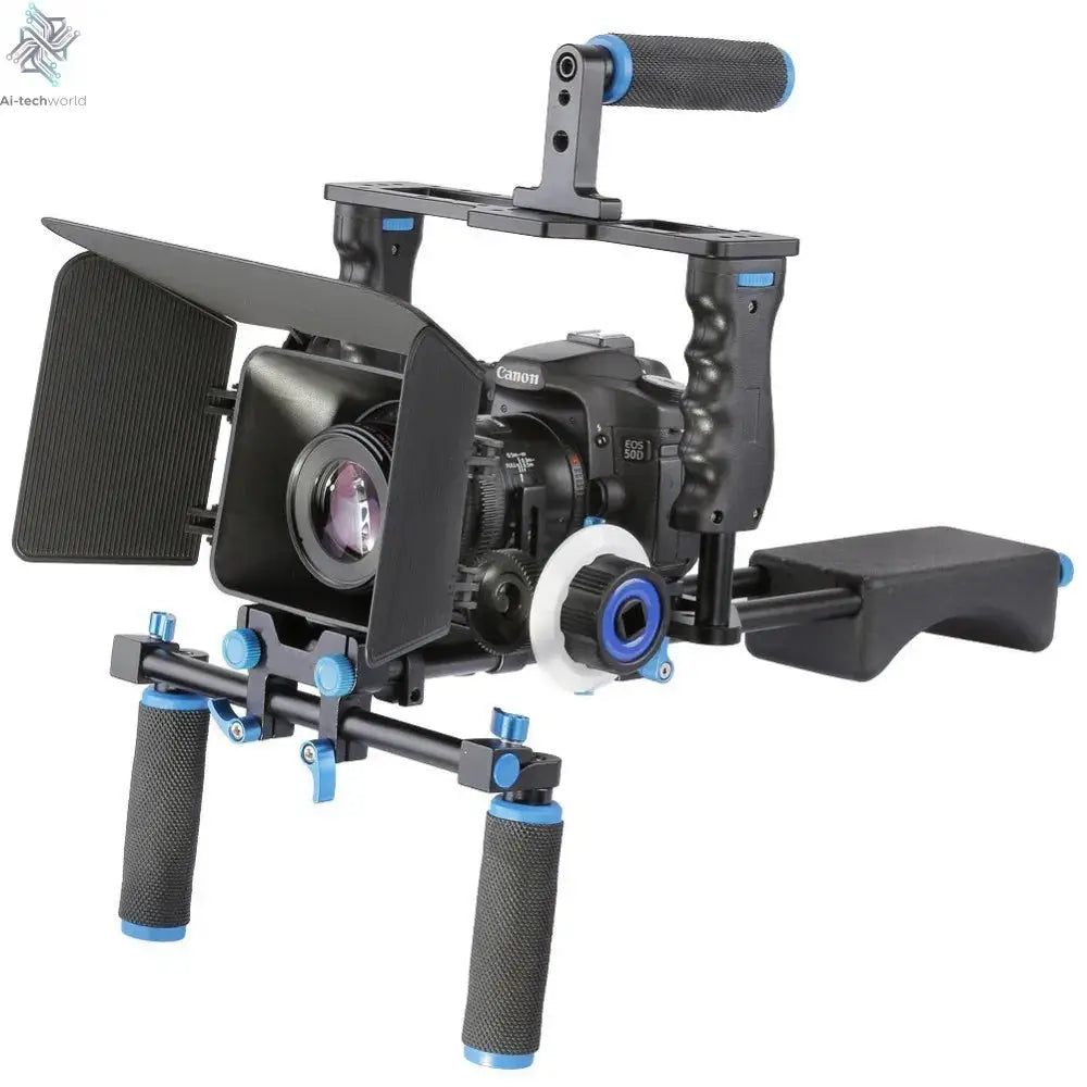 DSLR Rig Video Stabilizer Kit Film Equipment Matte Box+Dslr Cage+Shoulder Mount Rig+Follow Focus for DSLR Camera Camcorder Ai-TechWorld 