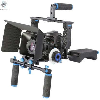 DSLR Rig Video Stabilizer Kit Film Equipment Matte Box+Dslr Cage+Shoulder Mount Rig+Follow Focus for DSLR Camera Camcorder Ai-TechWorld 
