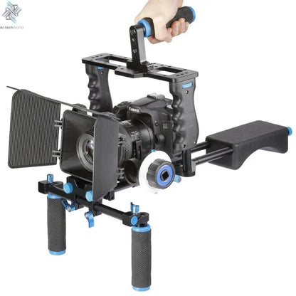 DSLR Rig Video Stabilizer Kit Film Equipment Matte Box+Dslr Cage+Shoulder Mount Rig+Follow Focus for DSLR Camera Camcorder Ai-TechWorld 