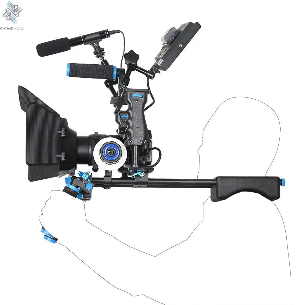 DSLR Rig Video Stabilizer Kit Film Equipment Matte Box+Dslr Cage+Shoulder Mount Rig+Follow Focus for DSLR Camera Camcorder Ai-TechWorld 