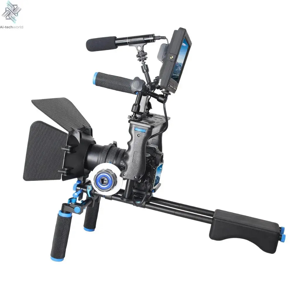 DSLR Rig Video Stabilizer Kit Film Equipment Matte Box+Dslr Cage+Shoulder Mount Rig+Follow Focus for DSLR Camera Camcorder Ai-TechWorld 