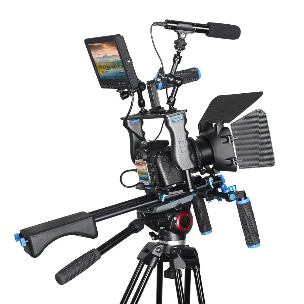 DSLR Rig Video Stabilizer Kit Film Equipment Matte Box+Dslr Cage+Shoulder Mount Rig+Follow Focus for DSLR Camera Camcorder Ai-TechWorld 