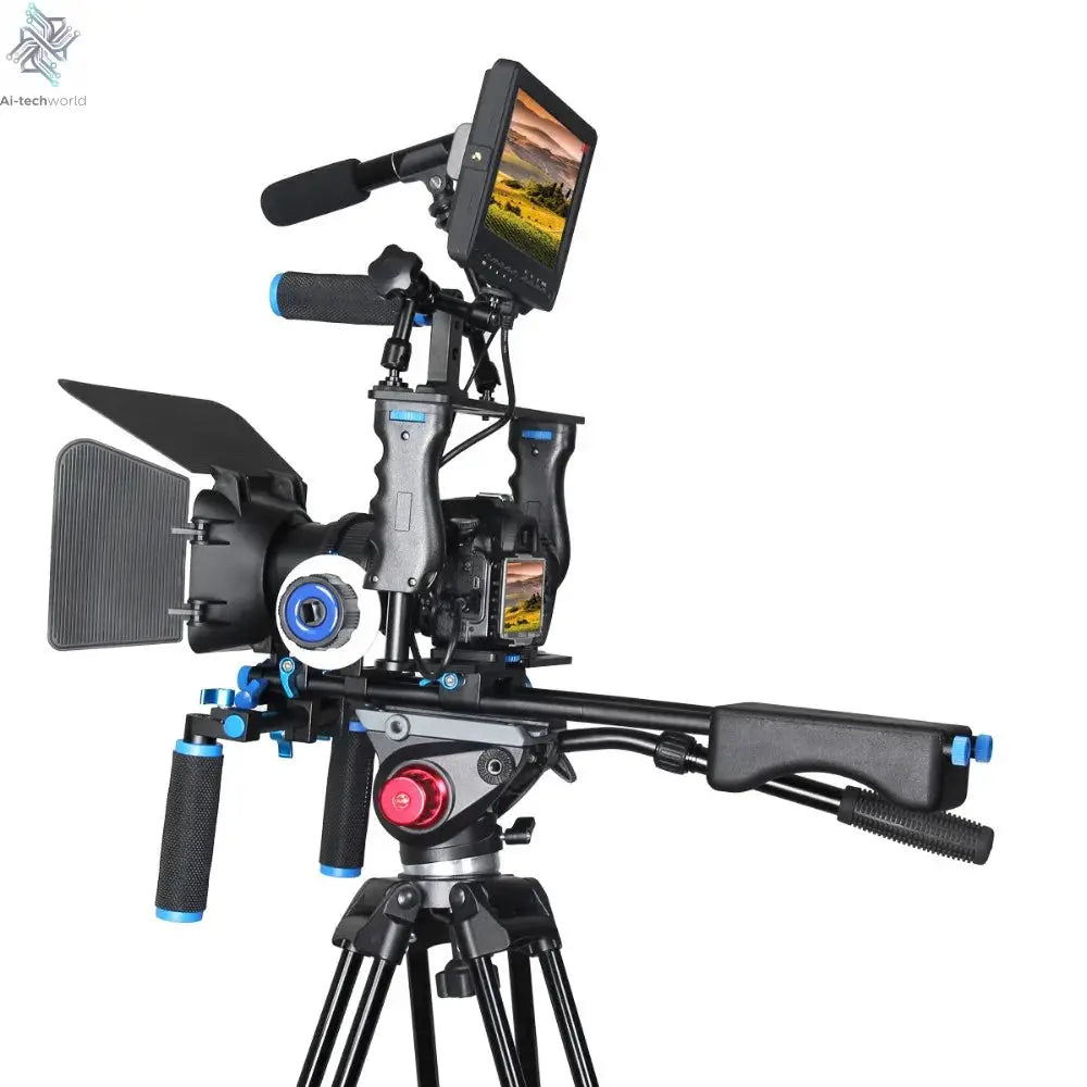 DSLR Rig Video Stabilizer Kit Film Equipment Matte Box+Dslr Cage+Shoulder Mount Rig+Follow Focus for DSLR Camera Camcorder Ai-TechWorld 
