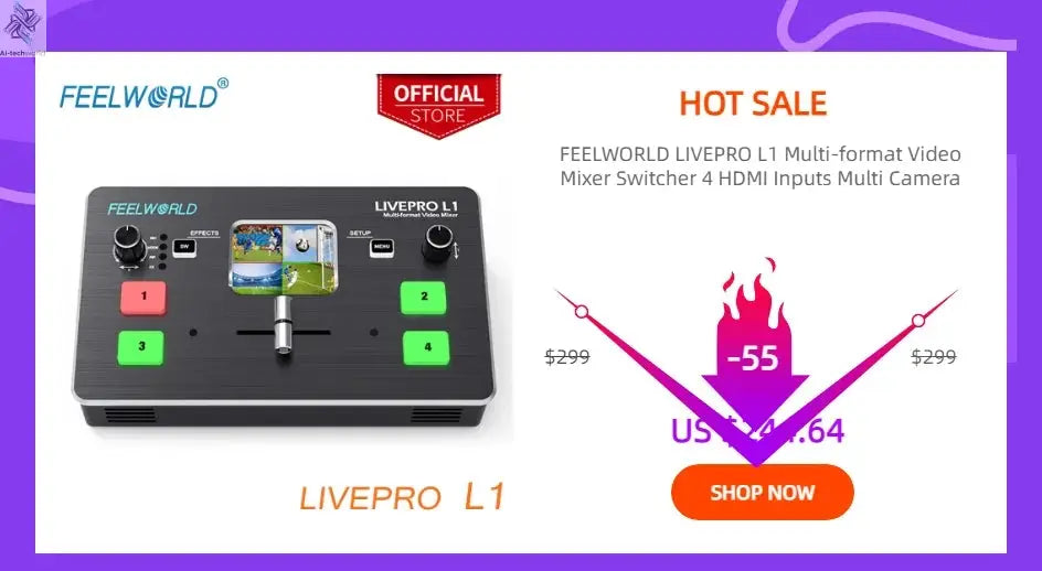 Do Brasil FEELWORLD L2 PLUS 5.5" LCD Multi-camera Video Mixer Switcher With Touch Screen PTZ Control Chroma Key USB3.0 For Live Ai-TechWorld 