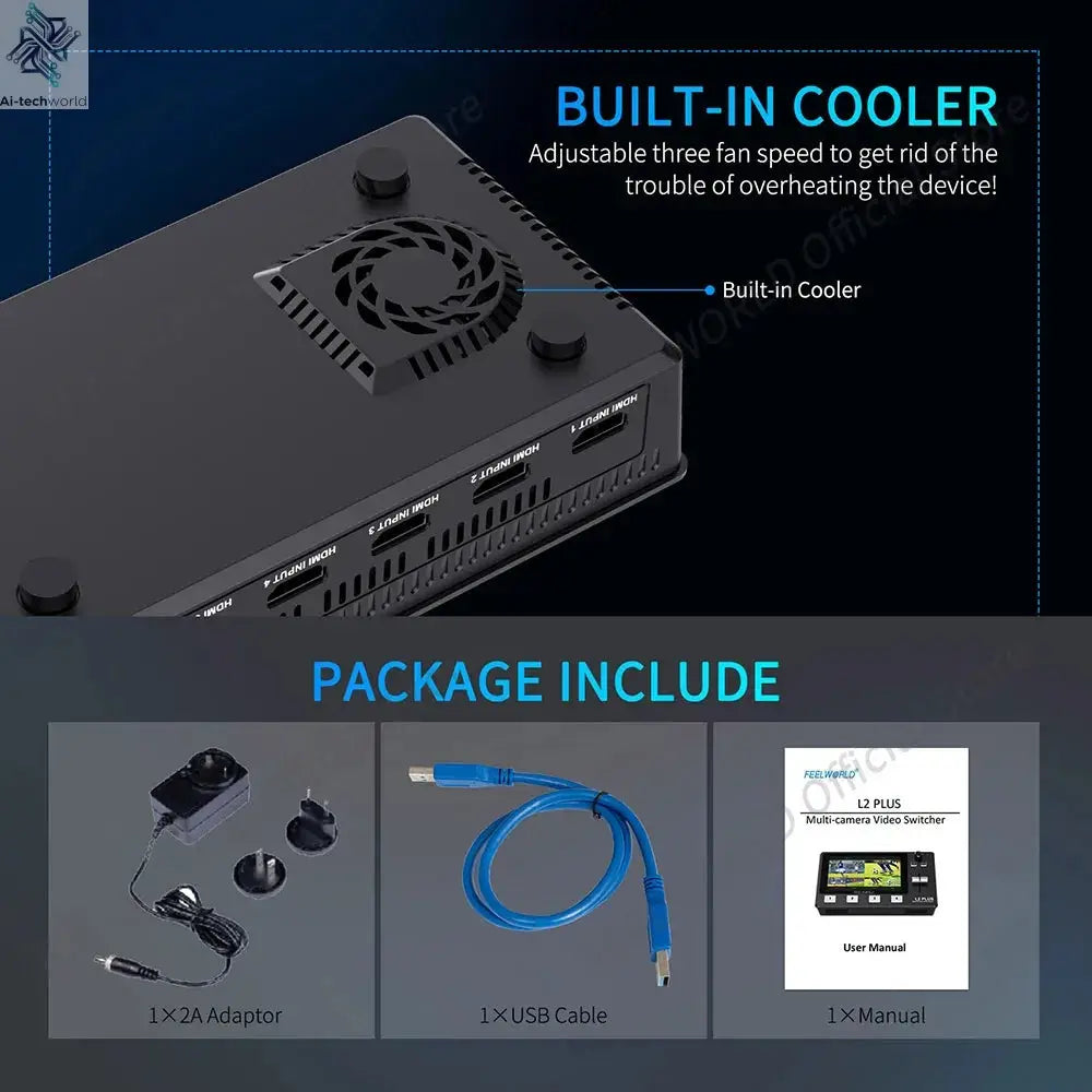 Do Brasil FEELWORLD L2 PLUS 5.5" LCD Multi-camera Video Mixer Switcher With Touch Screen PTZ Control Chroma Key USB3.0 For Live Ai-TechWorld 