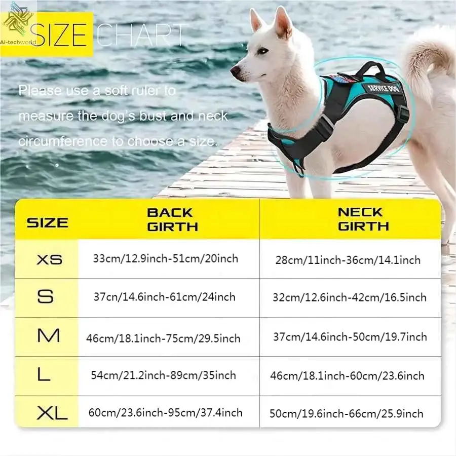 Dog Harness And Leash Set, Escape Proof No Pull Dog Vest Harness With Reflective Dog Walking Traction Rope Ai-TechWorld 