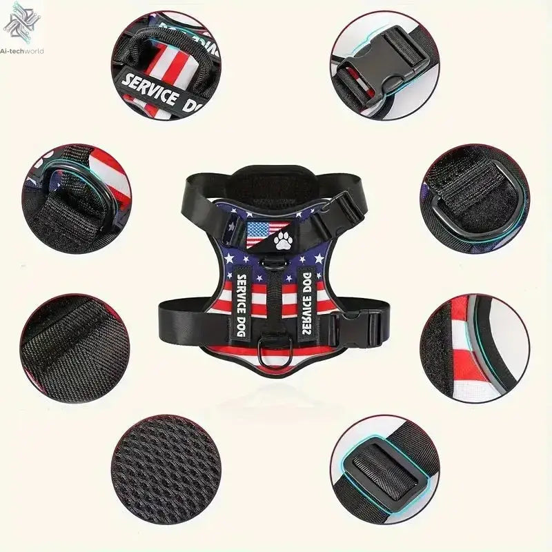 Dog Harness And Leash Set, Escape Proof No Pull Dog Vest Harness With Reflective Dog Walking Traction Rope Ai-TechWorld 