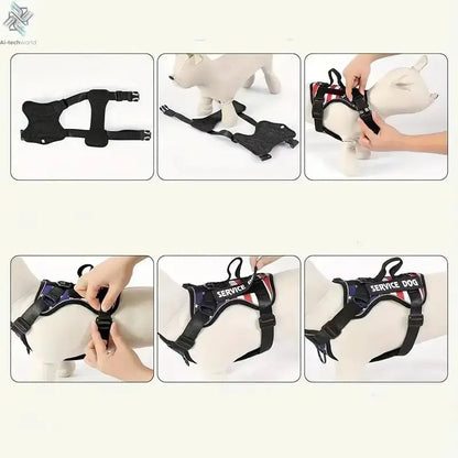 Dog Harness And Leash Set, Escape Proof No Pull Dog Vest Harness With Reflective Dog Walking Traction Rope Ai-TechWorld 