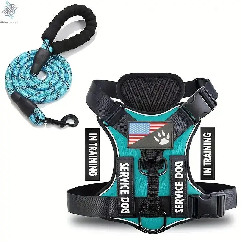 Dog Harness And Leash Set, Escape Proof No Pull Dog Vest Harness With Reflective Dog Walking Traction Rope Ai-TechWorld 