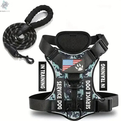 Dog Harness And Leash Set, Escape Proof No Pull Dog Vest Harness With Reflective Dog Walking Traction Rope Ai-TechWorld 