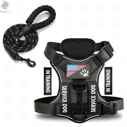 Dog Harness And Leash Set, Escape Proof No Pull Dog Vest Harness With Reflective Dog Walking Traction Rope Ai-TechWorld 