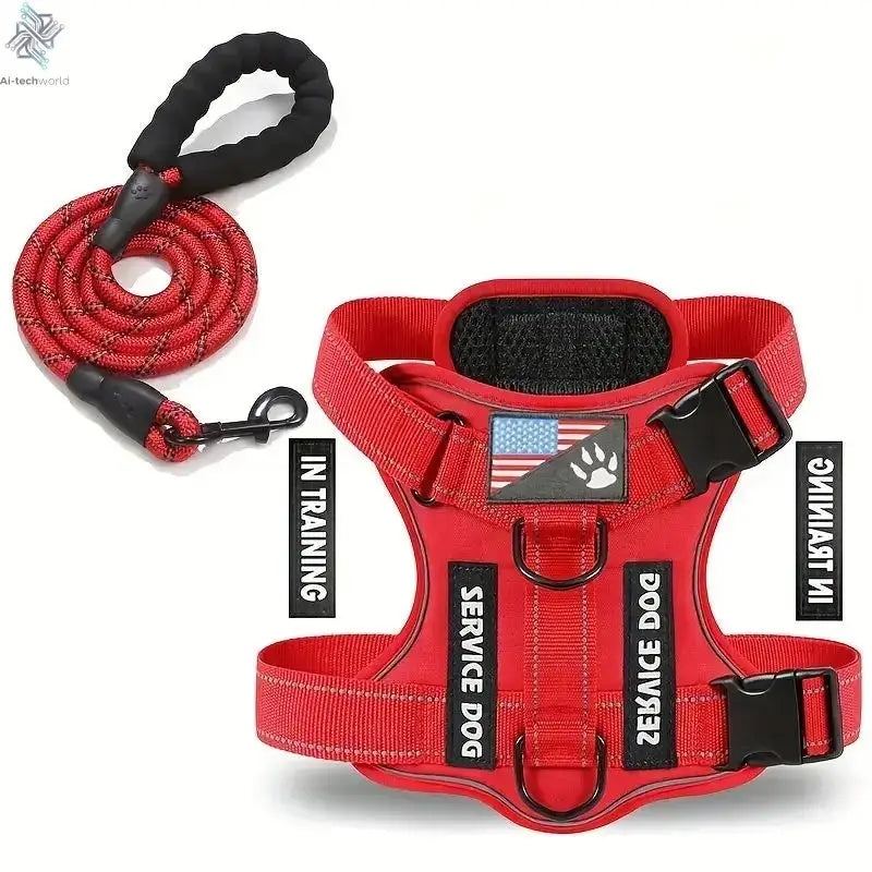 Dog Harness And Leash Set, Escape Proof No Pull Dog Vest Harness With Reflective Dog Walking Traction Rope Ai-TechWorld 