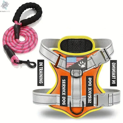 Dog Harness And Leash Set, Escape Proof No Pull Dog Vest Harness With Reflective Dog Walking Traction Rope Ai-TechWorld 