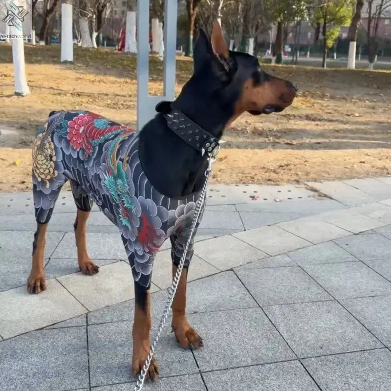 Dog Pet Tattoo Clothes Shirt Four Seasons Universal Handsome Humorous Tattoo Clothes Dogs Shirts Doberman Pinscher Pets Supplies Ai-TechWorld 