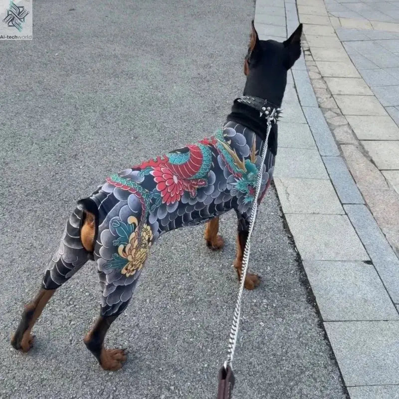 Dog Pet Tattoo Clothes Shirt Four Seasons Universal Handsome Humorous Tattoo Clothes Dogs Shirts Doberman Pinscher Pets Supplies Ai-TechWorld 
