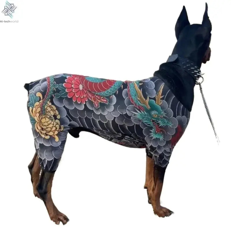 Dog Pet Tattoo Clothes Shirt Four Seasons Universal Handsome Humorous Tattoo Clothes Dogs Shirts Doberman Pinscher Pets Supplies Ai-TechWorld 