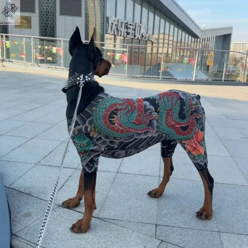 Dog Pet Tattoo Clothes Shirt Four Seasons Universal Handsome Humorous Tattoo Clothes Dogs Shirts Doberman Pinscher Pets Supplies Ai-TechWorld 
