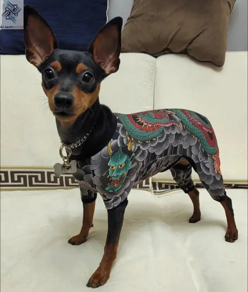 Dog Pet Tattoo Clothes Shirt Four Seasons Universal Handsome Humorous Tattoo Clothes Dogs Shirts Doberman Pinscher Pets Supplies Ai-TechWorld 