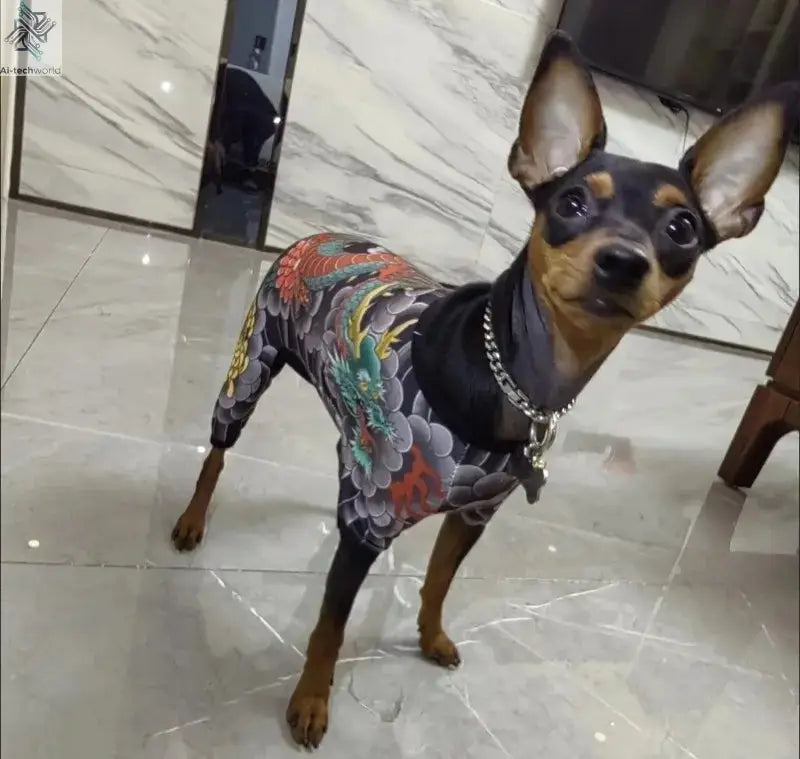 Dog Pet Tattoo Clothes Shirt Four Seasons Universal Handsome Humorous Tattoo Clothes Dogs Shirts Doberman Pinscher Pets Supplies Ai-TechWorld 