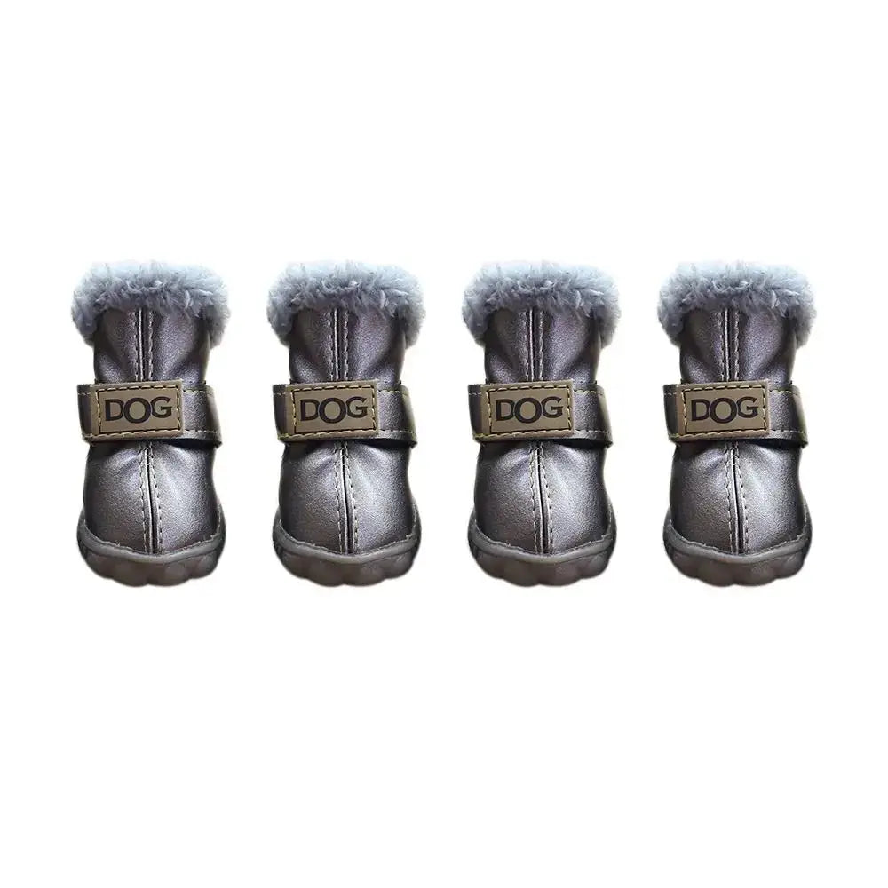 Dog Rainshoes Warm Pet Snow Boots Waterproof Soft Winter Pet Dog Shoes Plush/PU Non Slip for 4Pcs/Set Chihuahua Ai-TechWorld 