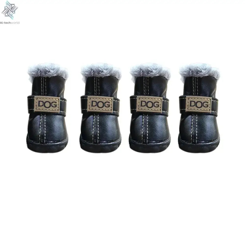 Dog Rainshoes Warm Pet Snow Boots Waterproof Soft Winter Pet Dog Shoes Plush/PU Non Slip for 4Pcs/Set Chihuahua Ai-TechWorld 