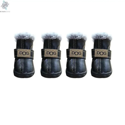 Dog Rainshoes Warm Pet Snow Boots Waterproof Soft Winter Pet Dog Shoes Plush/PU Non Slip for 4Pcs/Set Chihuahua Ai-TechWorld 