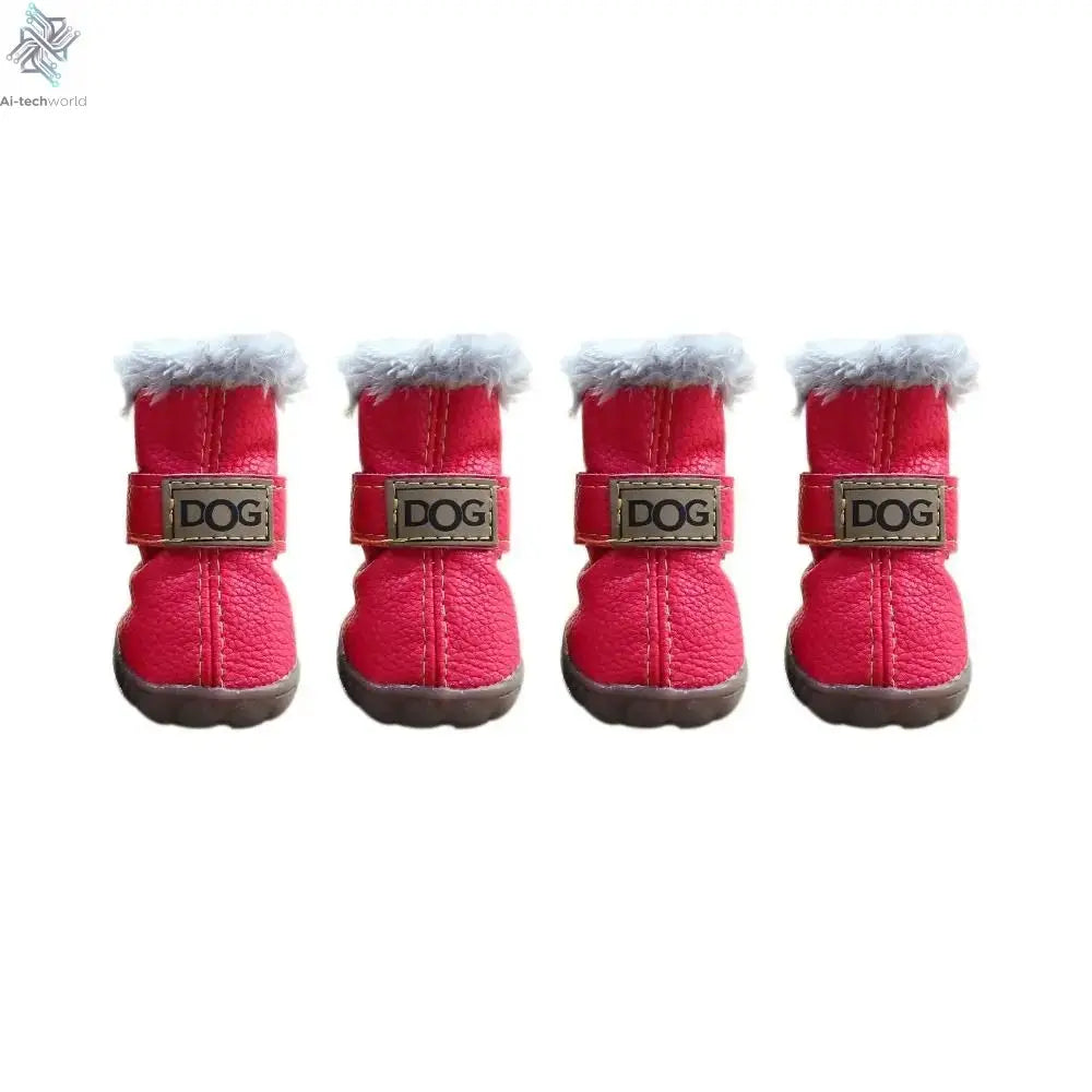 Dog Rainshoes Warm Pet Snow Boots Waterproof Soft Winter Pet Dog Shoes Plush/PU Non Slip for 4Pcs/Set Chihuahua Ai-TechWorld 