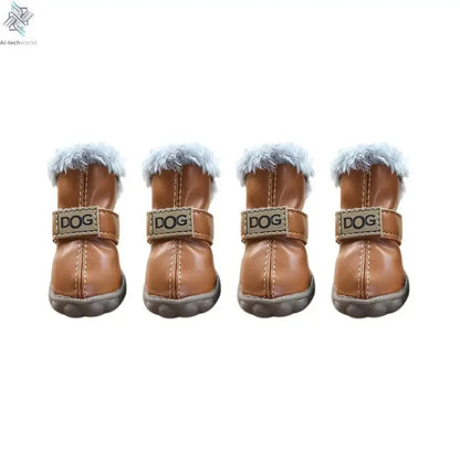 Dog Rainshoes Warm Pet Snow Boots Waterproof Soft Winter Pet Dog Shoes Plush/PU Non Slip for 4Pcs/Set Chihuahua Ai-TechWorld 