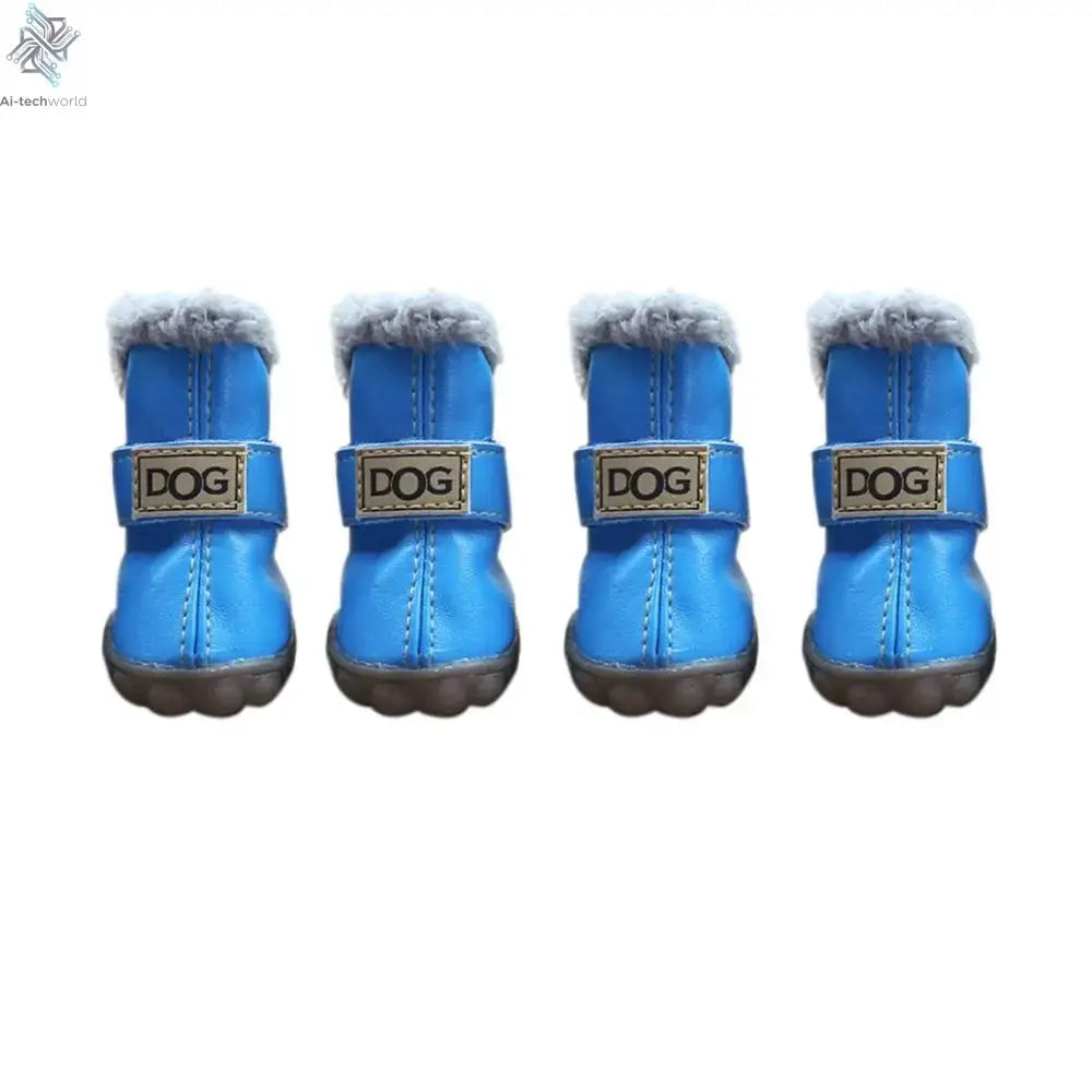 Dog Rainshoes Warm Pet Snow Boots Waterproof Soft Winter Pet Dog Shoes Plush/PU Non Slip for 4Pcs/Set Chihuahua Ai-TechWorld 