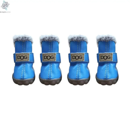 Dog Rainshoes Warm Pet Snow Boots Waterproof Soft Winter Pet Dog Shoes Plush/PU Non Slip for 4Pcs/Set Chihuahua Ai-TechWorld 
