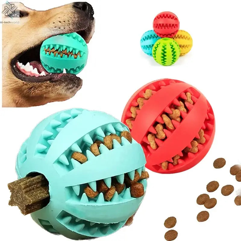 Dog Toy Ball Interactive Rubber Balls Puppy Chewing Toys Pet Tooth Cleaning Ball Cats Pets Food Treat Feeder Silicone Balls Toy Ai-TechWorld 