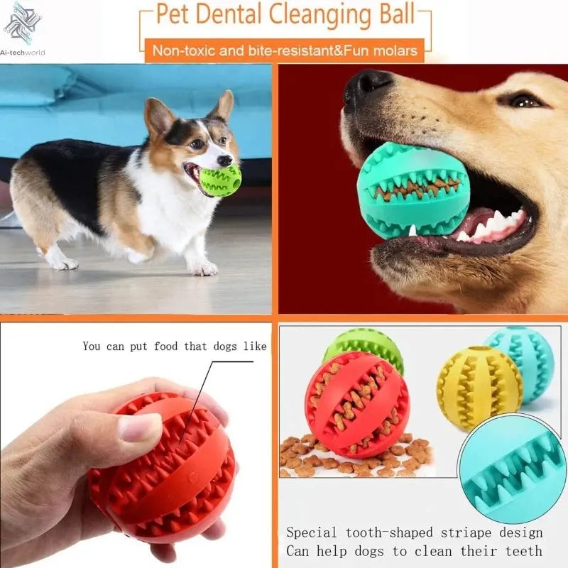 Dog Toy Ball Interactive Rubber Balls Puppy Chewing Toys Pet Tooth Cleaning Ball Cats Pets Food Treat Feeder Silicone Balls Toy Ai-TechWorld 