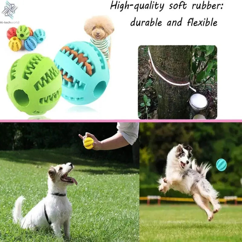 Dog Toy Ball Interactive Rubber Balls Puppy Chewing Toys Pet Tooth Cleaning Ball Cats Pets Food Treat Feeder Silicone Balls Toy Ai-TechWorld 