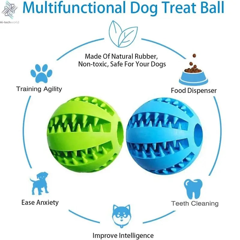 Dog Toy Ball Interactive Rubber Balls Puppy Chewing Toys Pet Tooth Cleaning Ball Cats Pets Food Treat Feeder Silicone Balls Toy Ai-TechWorld 