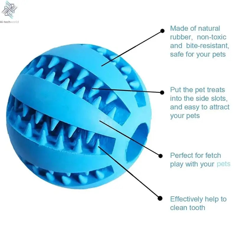 Dog Toy Ball Interactive Rubber Balls Puppy Chewing Toys Pet Tooth Cleaning Ball Cats Pets Food Treat Feeder Silicone Balls Toy Ai-TechWorld 